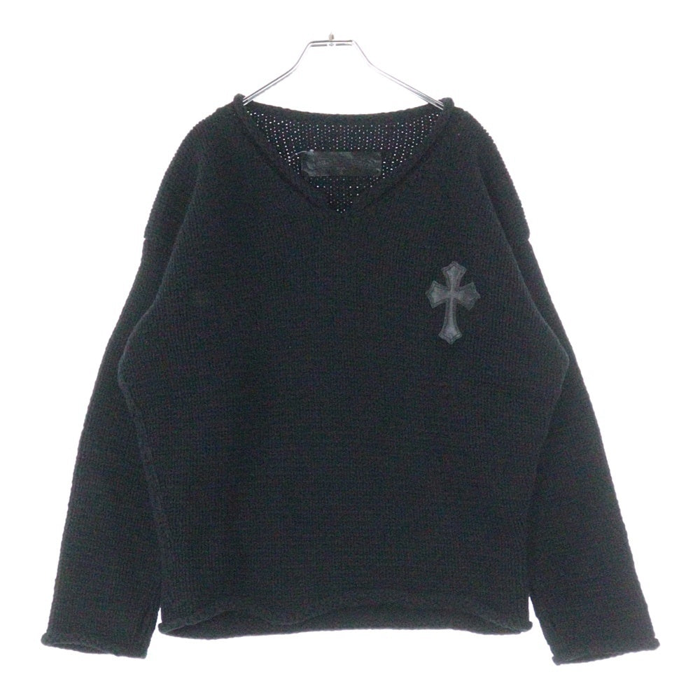 CHROME HEARTS(クロムハーツ) レザークロスパッチ ニット セーター ブラック