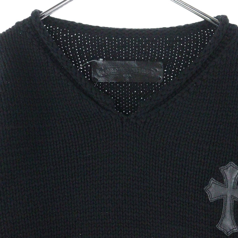 CHROME HEARTS(クロムハーツ) レザークロスパッチ ニット セーター ブラック