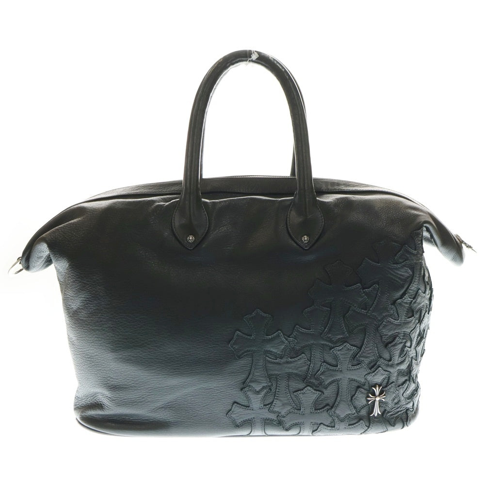 CHROME HEARTS(クロムハーツ) GILLES ジレス セメタリークロスパッチ付き レザーボストンバッグ ブラック