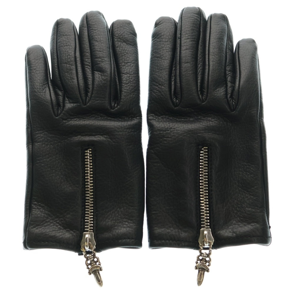 CHROME HEARTS(クロムハーツ) DGR ZIP GROVE ダガージップ レザーグローブ ブラック