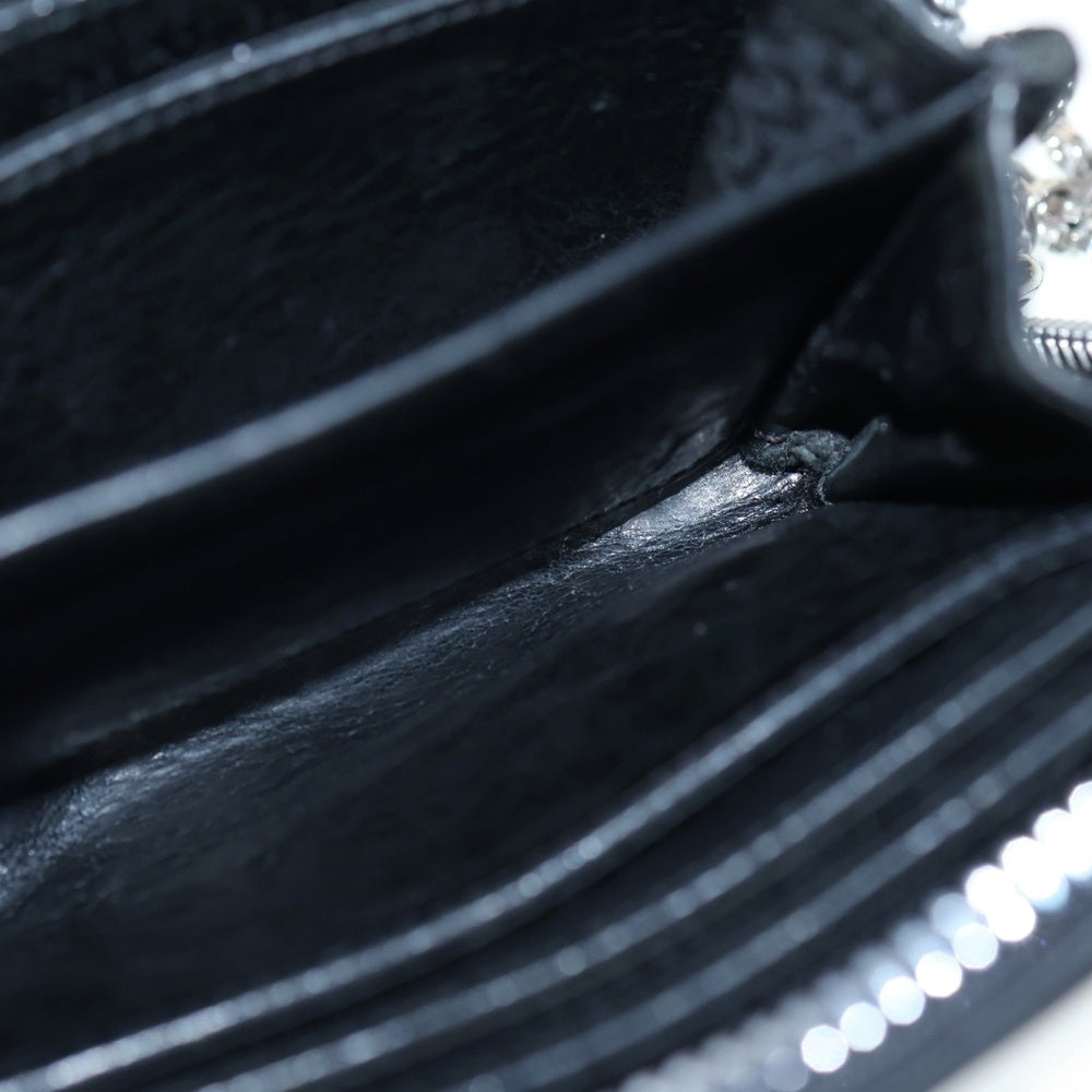 CHROME HEARTS(クロムハーツ) 3 SIDE ZIP 3サイドジップ サイドピラミッドスタッズレザーウォレット財布 ブラック/シルバー