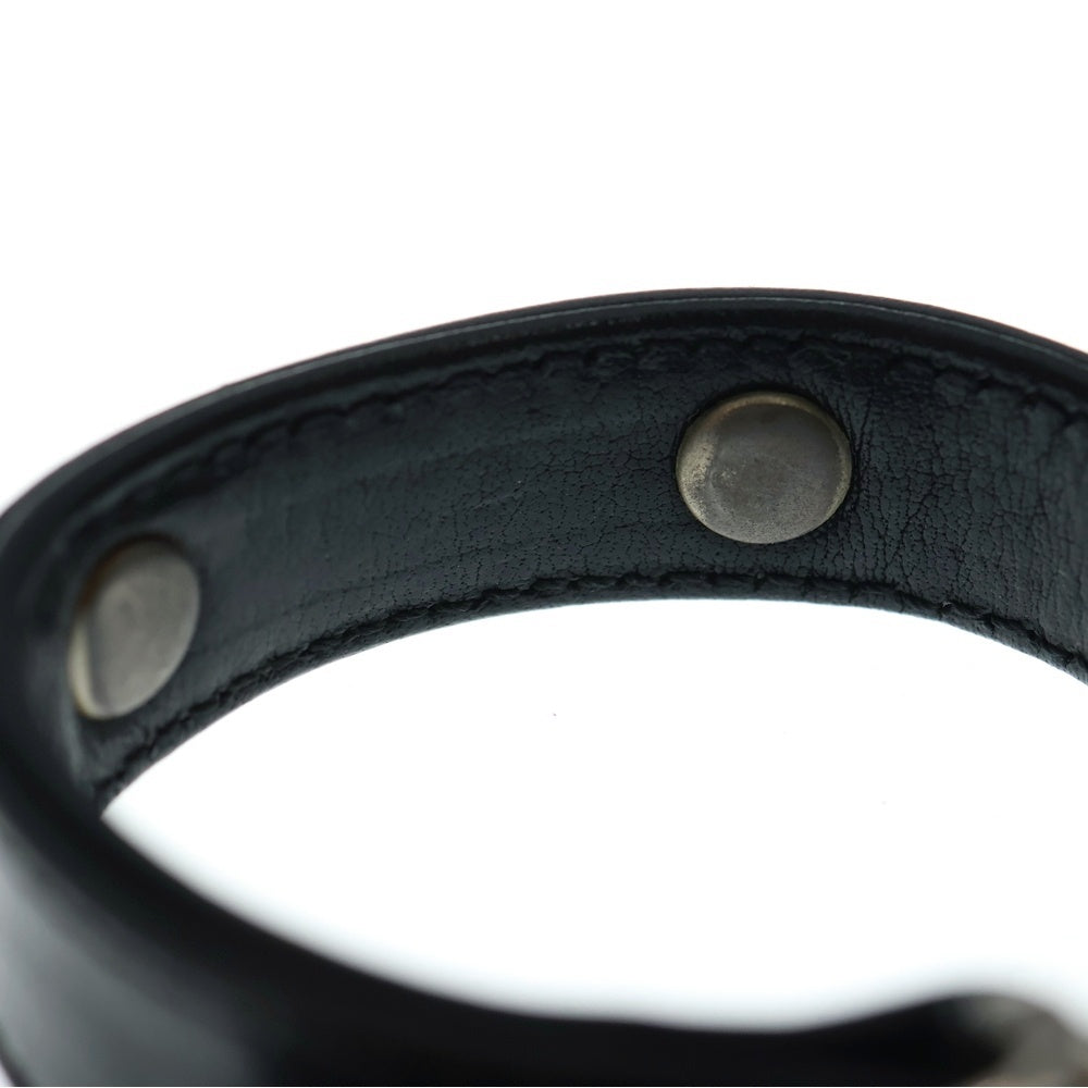 CHROME HEARTS(クロムハーツ) GUNSLINGER LEATHER CUFF BRACELET W/SCROLL CHスクロールラベル レザーブレスレット シルバー/ブラック