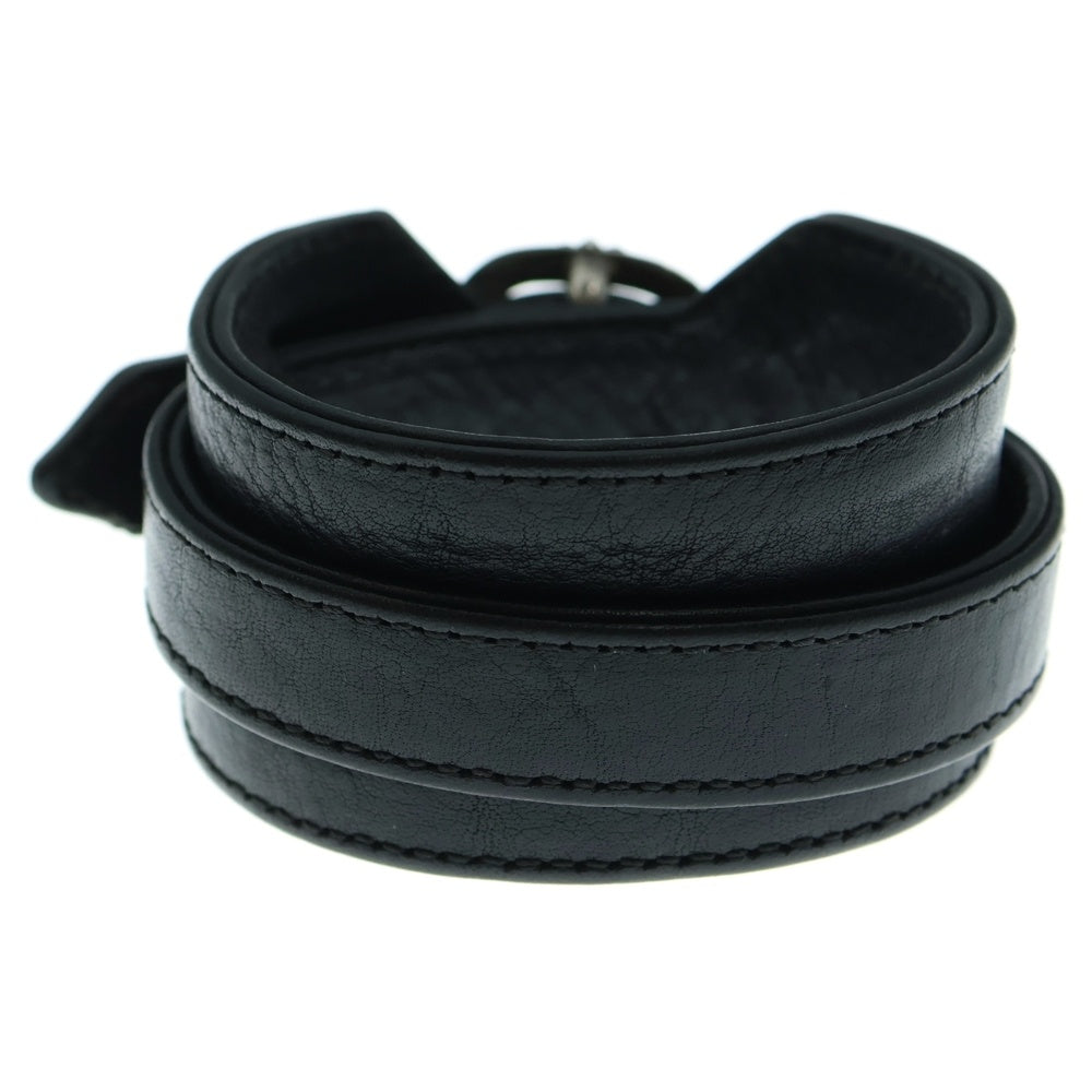 CHROME HEARTS(クロムハーツ) RR TINY BUCKLE ロックンロール レザーブレスレット ブラック/シルバー