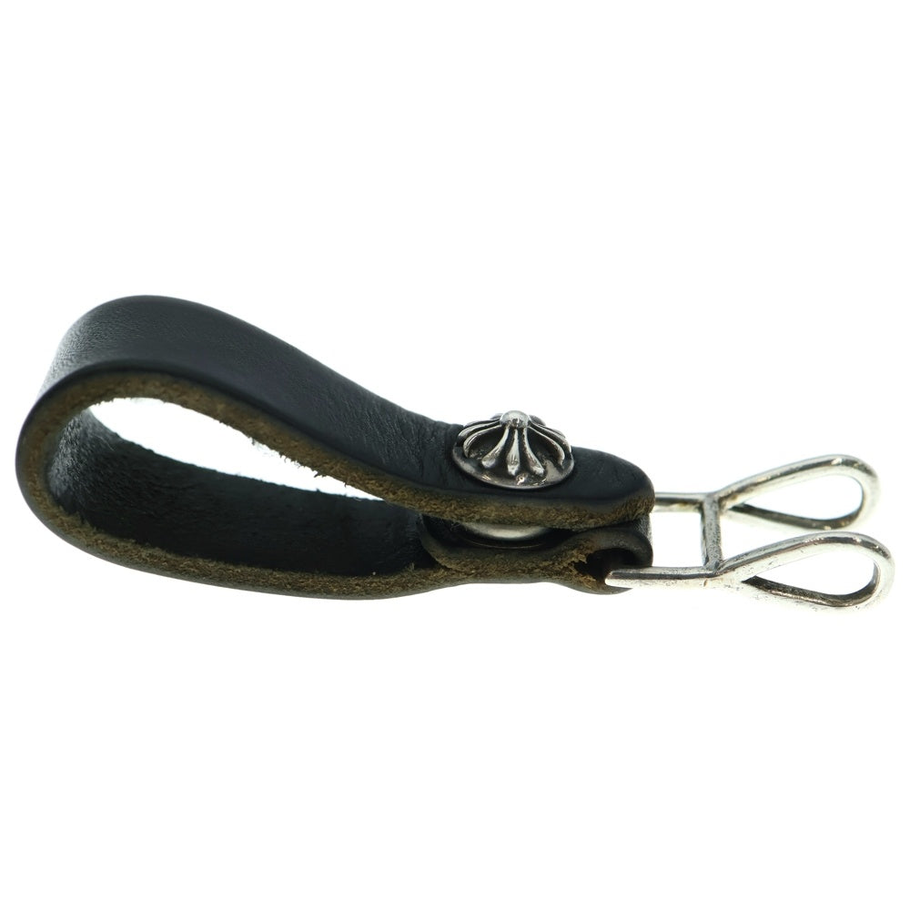 CHROME HEARTS(クロムハーツ) BELT LOOP クロスボールボタンレザーベルトループ シルバー/ブラック BCA397