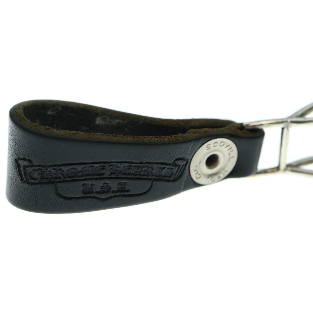 CHROME HEARTS(クロムハーツ) BELT LOOP クロスボールボタンレザーベルトループ シルバー/ブラック BCA397