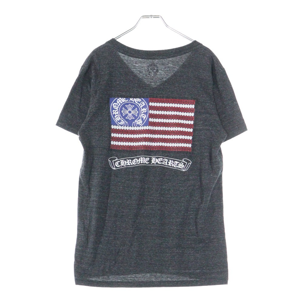 CHROME HEARTS(クロムハーツ) American Flag Tee Vネック アメリカンフラッグプリント 半袖Tシャツ カットソー グレー