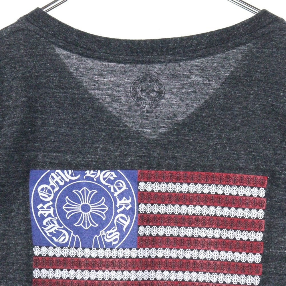 CHROME HEARTS(クロムハーツ) American Flag Tee Vネック アメリカンフラッグプリント 半袖Tシャツ カットソー グレー