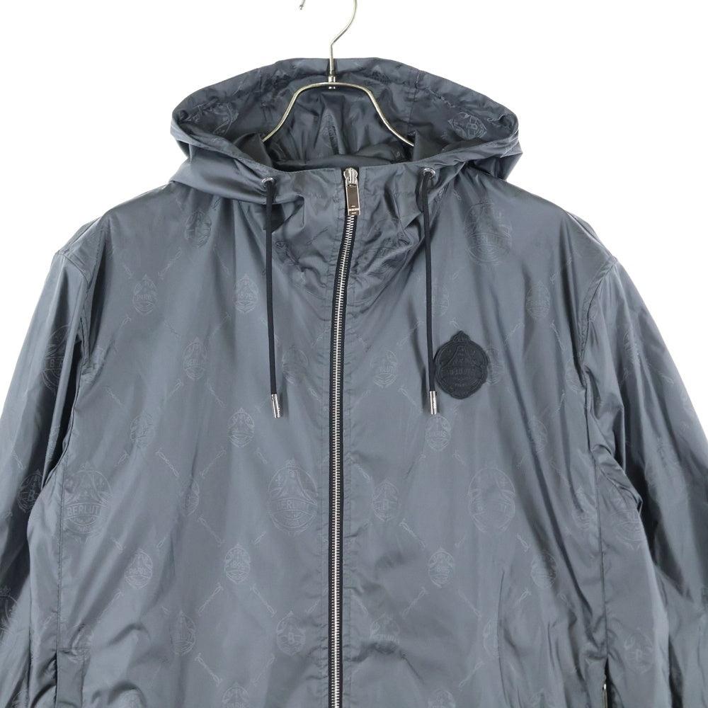 Berluti(ベルルッティ) Nylon Zip Jacket ロゴ総柄 ジップアップ ナイロンジャケット グレー R20OBU80PAEU