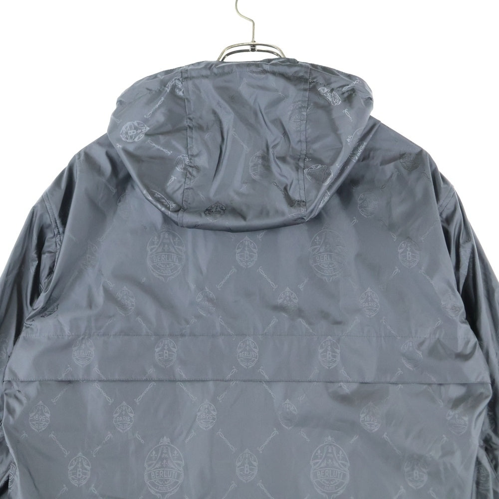 Berluti(ベルルッティ) Nylon Zip Jacket ロゴ総柄 ジップアップ ナイロンジャケット グレー R20OBU80PAEU