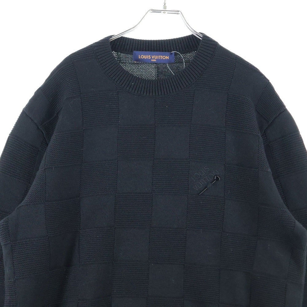 LOUIS VUITTON(ルイヴィトン) 22AW ダミエスティッチ クルーネック長袖ニット ブラック RM222Q TBY HNN41W