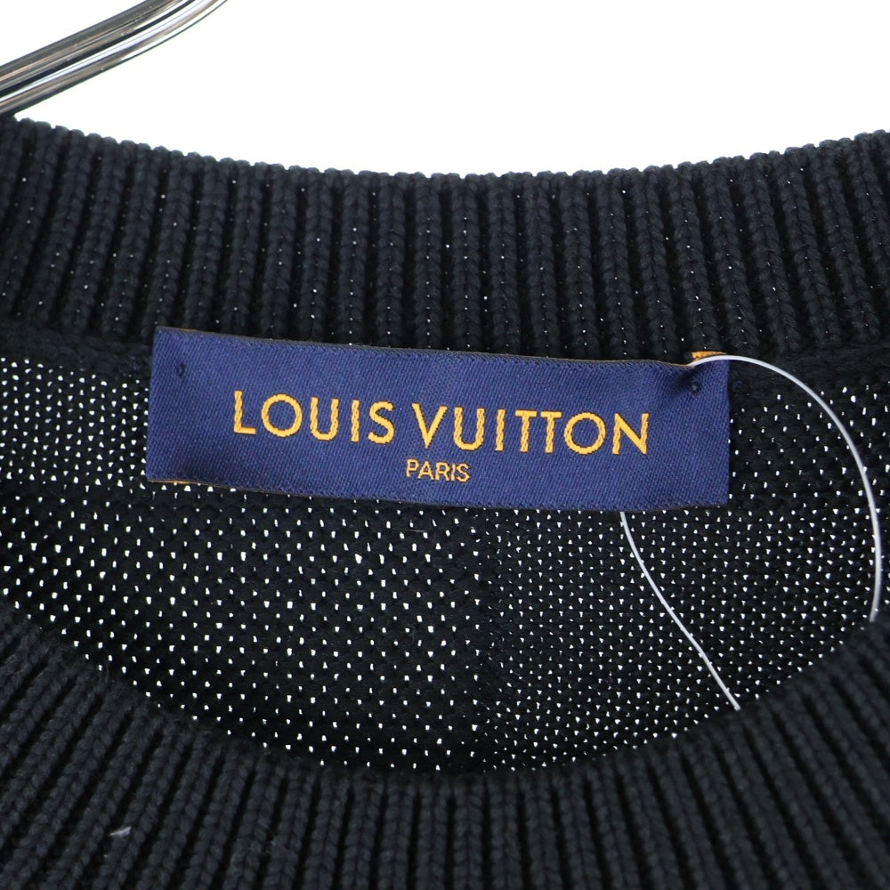 LOUIS VUITTON(ルイヴィトン) 22AW ダミエスティッチ クルーネック長袖ニット ブラック RM222Q TBY HNN41W