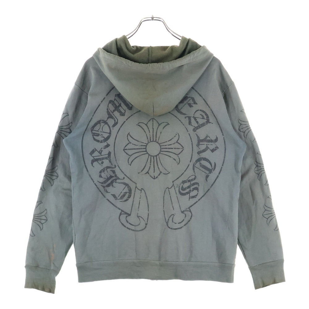 CHROME HEARTS(クロムハーツ) OLD CH PLUS 袖CHプラスプリント ジップアップ パーカー グレー