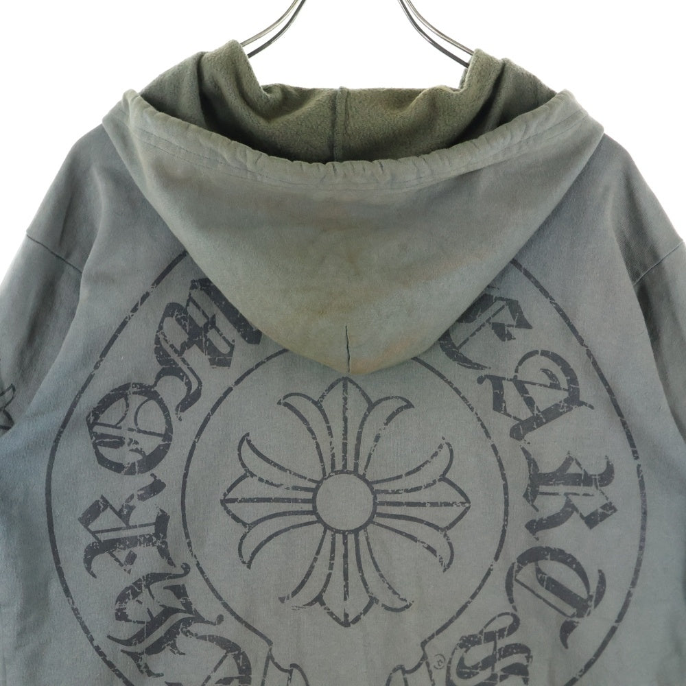 CHROME HEARTS(クロムハーツ) OLD CH PLUS 袖CHプラスプリント ジップアップ パーカー グレー