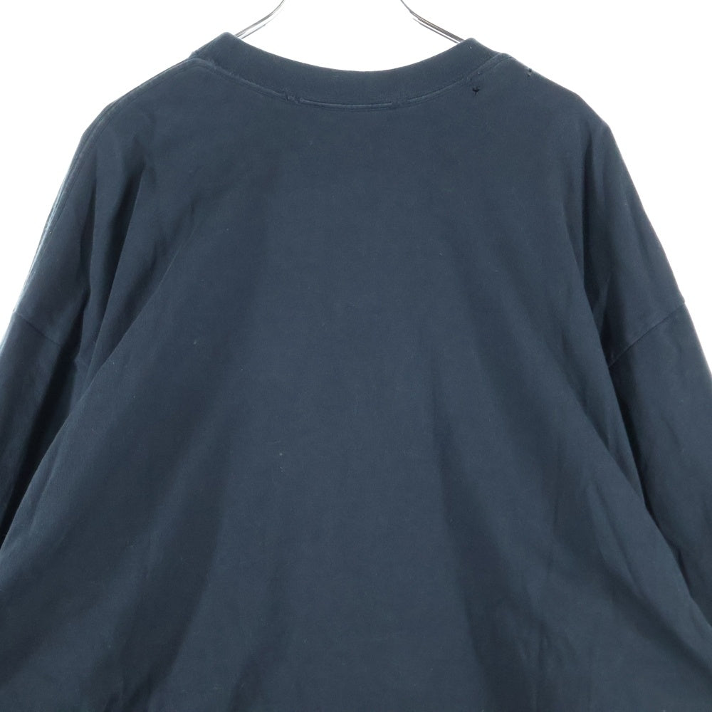 BALENCIAGA(バレンシアガ) 22AW メタルロゴ シャツレイヤード クルーネック半袖Tシャツ カットソー ブラック 698631 TMV88