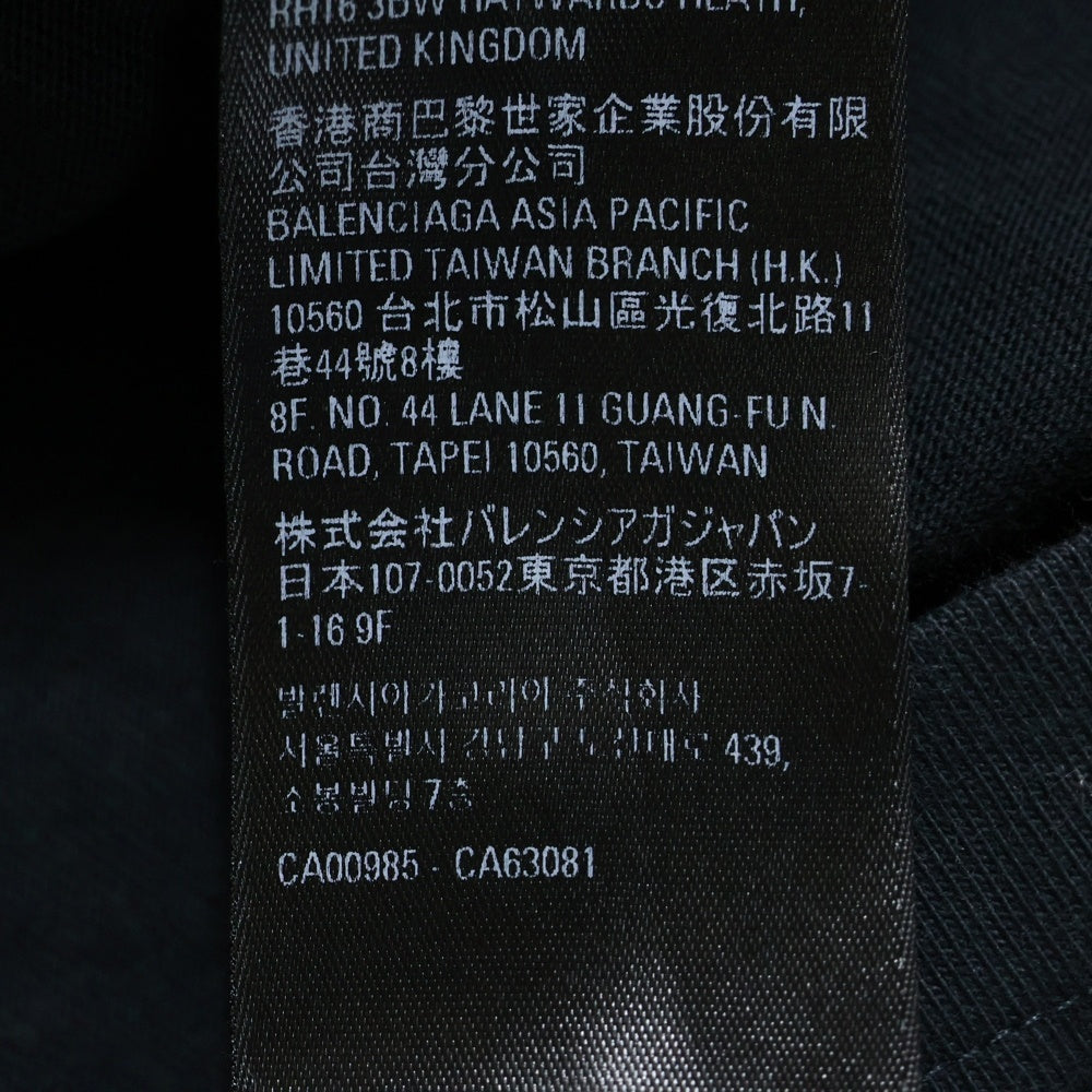 BALENCIAGA(バレンシアガ) 22AW メタルロゴ シャツレイヤード クルーネック半袖Tシャツ カットソー ブラック 698631 TMV88