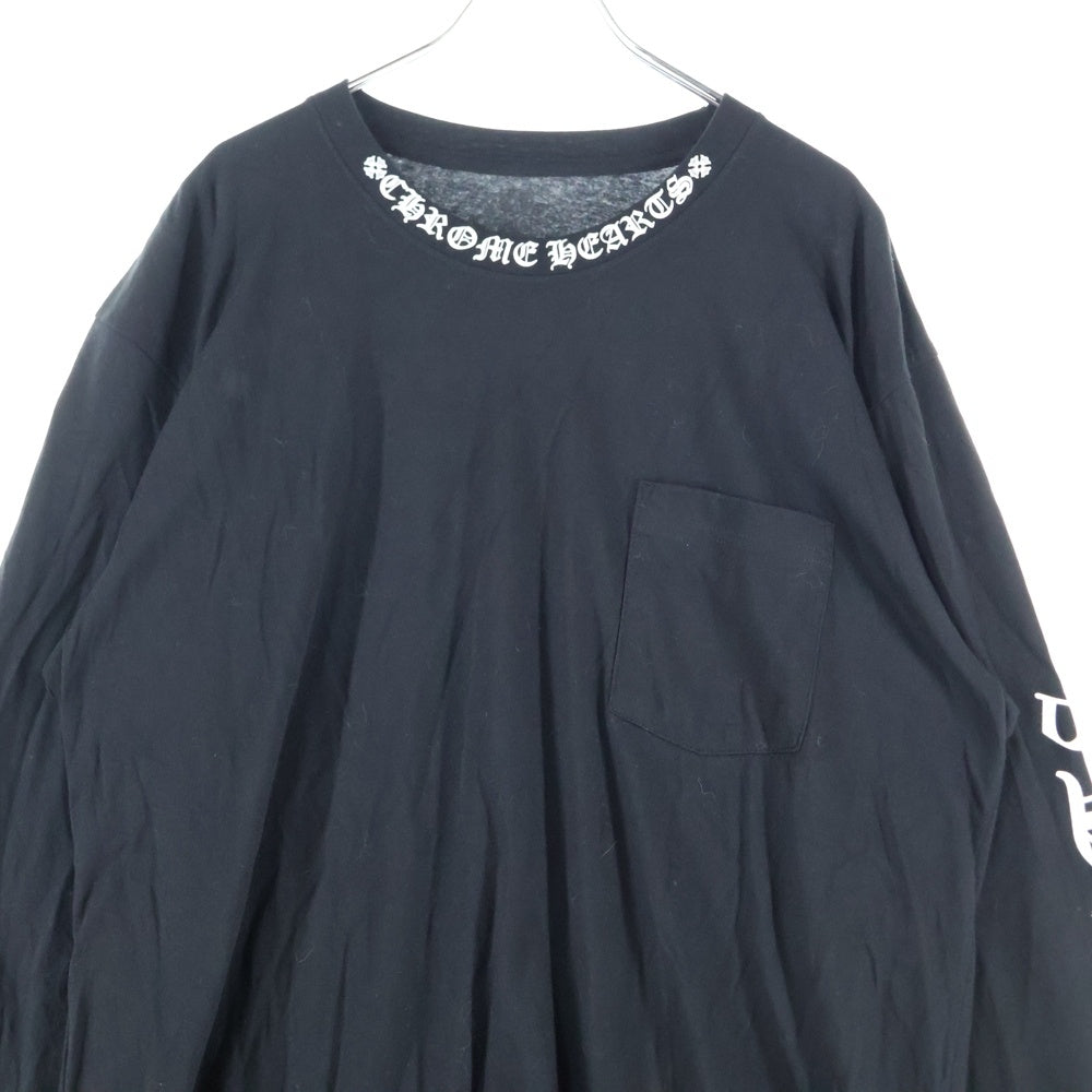 CHROME HEARTS(クロムハーツ) Neck Logo ネックロゴ アームプリント ロングスリーブ L/S 長袖 ポケットTシャツ カットソー ブラック