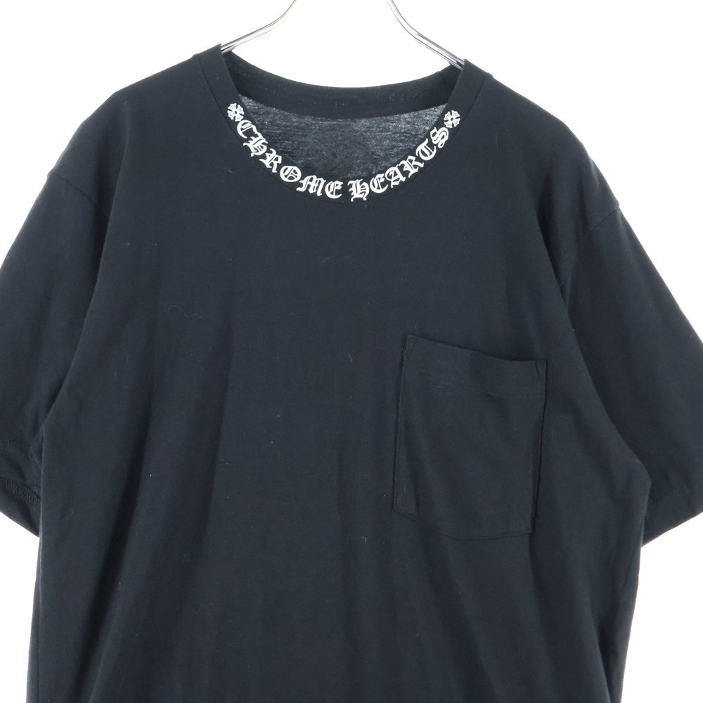 CHROME HEARTS(クロムハーツ) NECK LOGO S/S TEE ネック ロゴプリントTシャツ 半袖カットソー ブラック/ホワイト