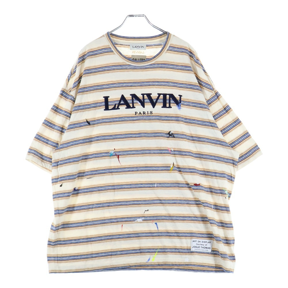 GALLERY DEPT.(ギャラリーデプト) ×LANVIN ランバン ペイント加工 ボーダー半袖Tシャツ クルーネックカットソー ベージュ RM-TSG009-J043-P22