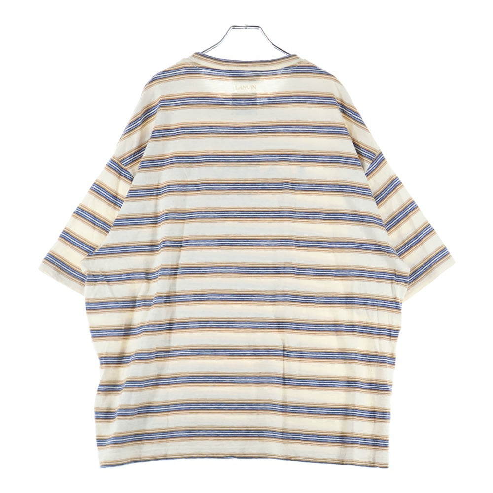 GALLERY DEPT.(ギャラリーデプト) ×LANVIN ランバン ペイント加工 ボーダー半袖Tシャツ クルーネックカットソー ベージュ RM-TSG009-J043-P22
