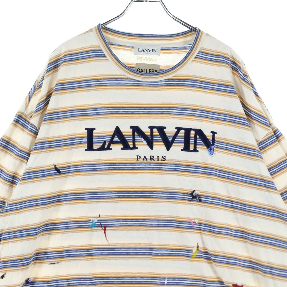 GALLERY DEPT.(ギャラリーデプト) ×LANVIN ランバン ペイント加工 ボーダー半袖Tシャツ クルーネックカットソー ベージュ RM-TSG009-J043-P22