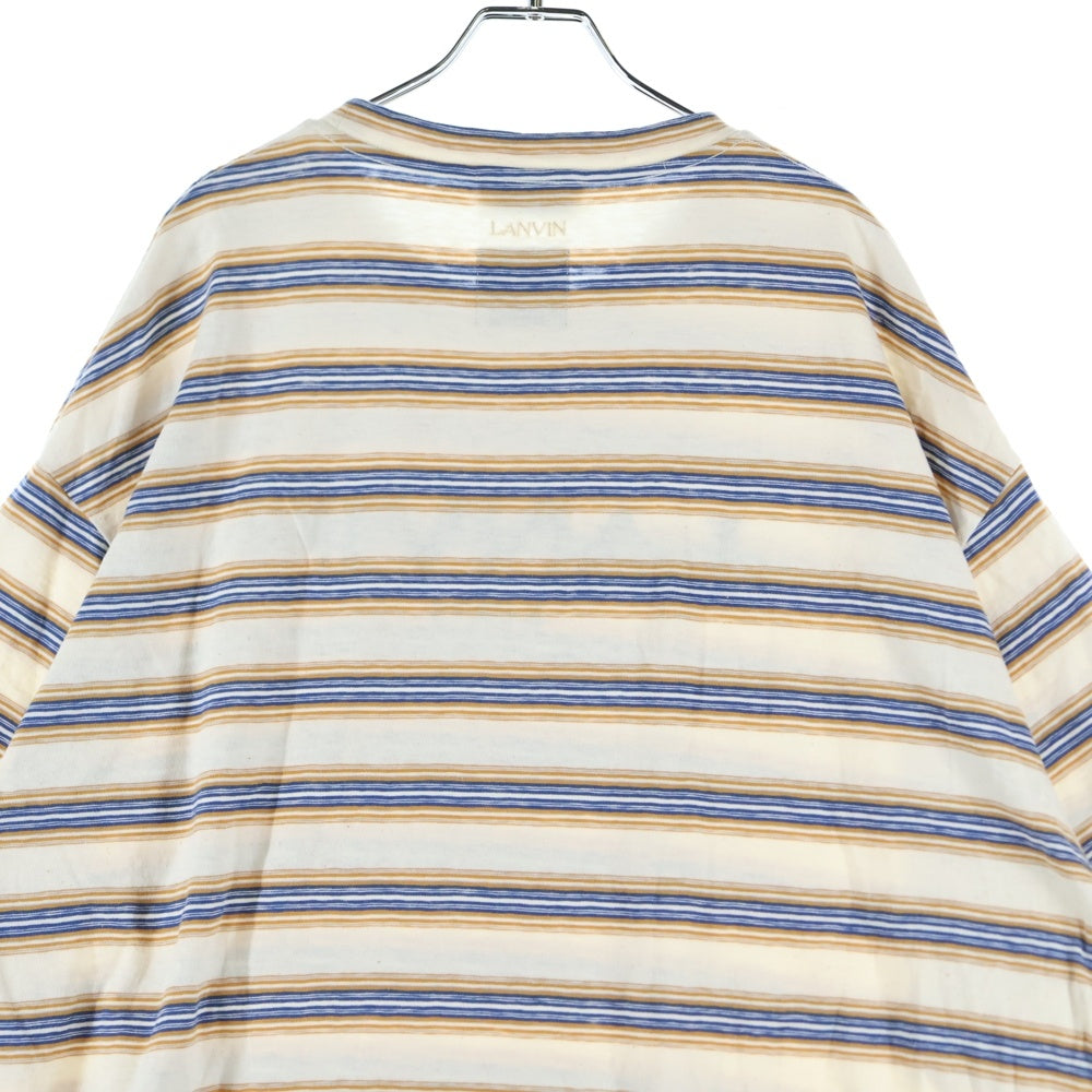 GALLERY DEPT.(ギャラリーデプト) ×LANVIN ランバン ペイント加工 ボーダー半袖Tシャツ クルーネックカットソー ベージュ RM-TSG009-J043-P22