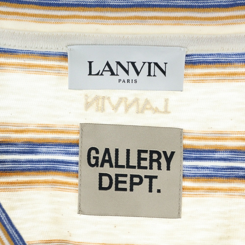 GALLERY DEPT.(ギャラリーデプト) ×LANVIN ランバン ペイント加工 ボーダー半袖Tシャツ クルーネックカットソー ベージュ RM-TSG009-J043-P22