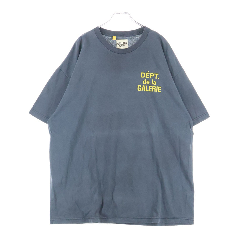GALLERY DEPT.(ギャラリーデプト) 21SS ヴィンテージ加工 ロゴプリント半袖Tシャツ クルーネックカットソー ブラック/イエロー 21-071-597-0109-1-0