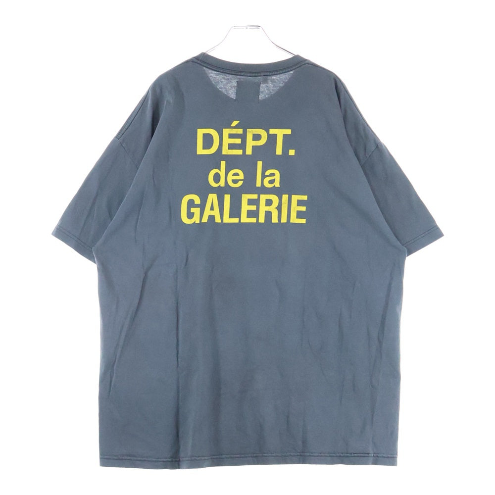 GALLERY DEPT.(ギャラリーデプト) 21SS ヴィンテージ加工 ロゴプリント半袖Tシャツ クルーネックカットソー ブラック/イエロー 21-071-597-0109-1-0