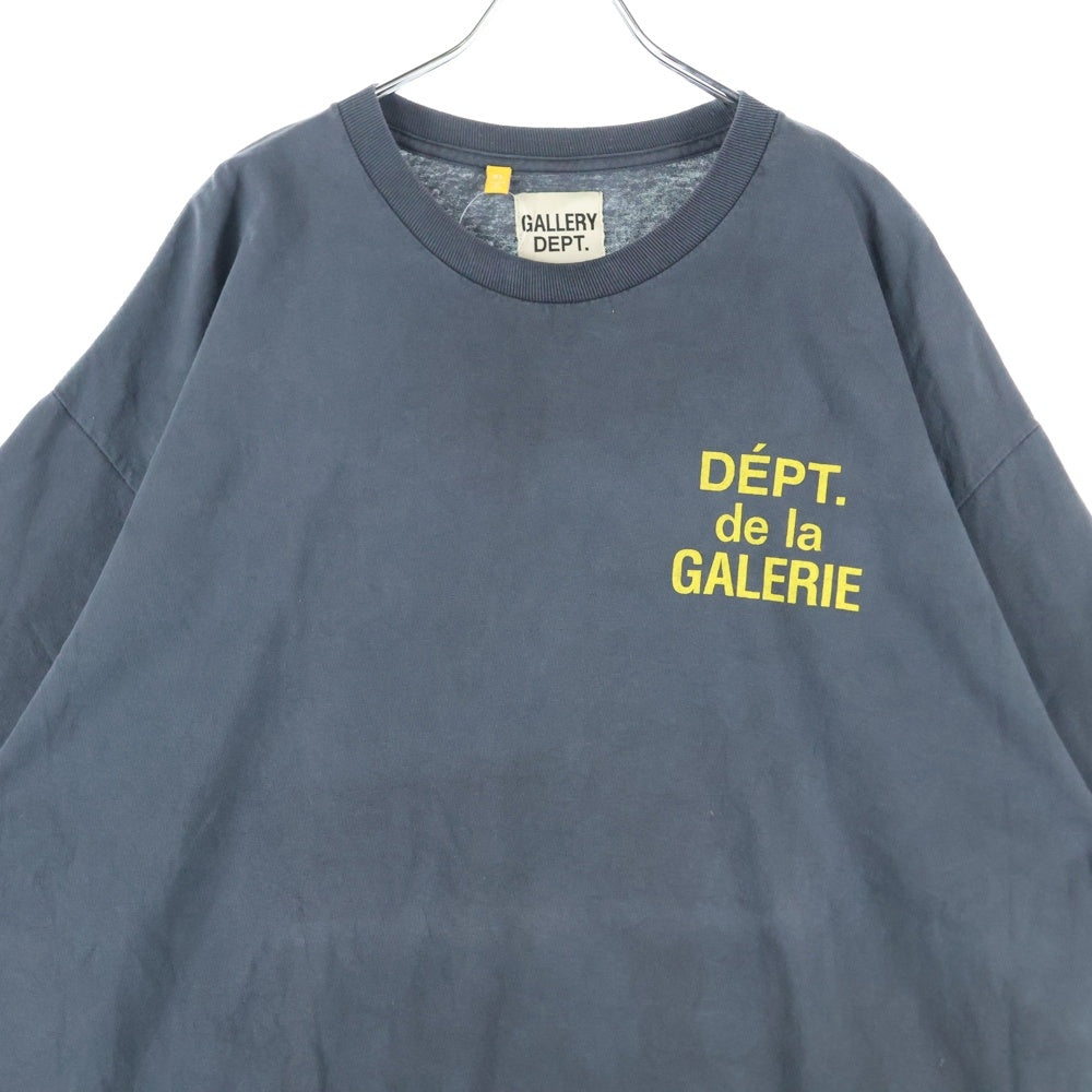 GALLERY DEPT.(ギャラリーデプト) 21SS ヴィンテージ加工 ロゴプリント半袖Tシャツ クルーネックカットソー ブラック/イエロー 21-071-597-0109-1-0