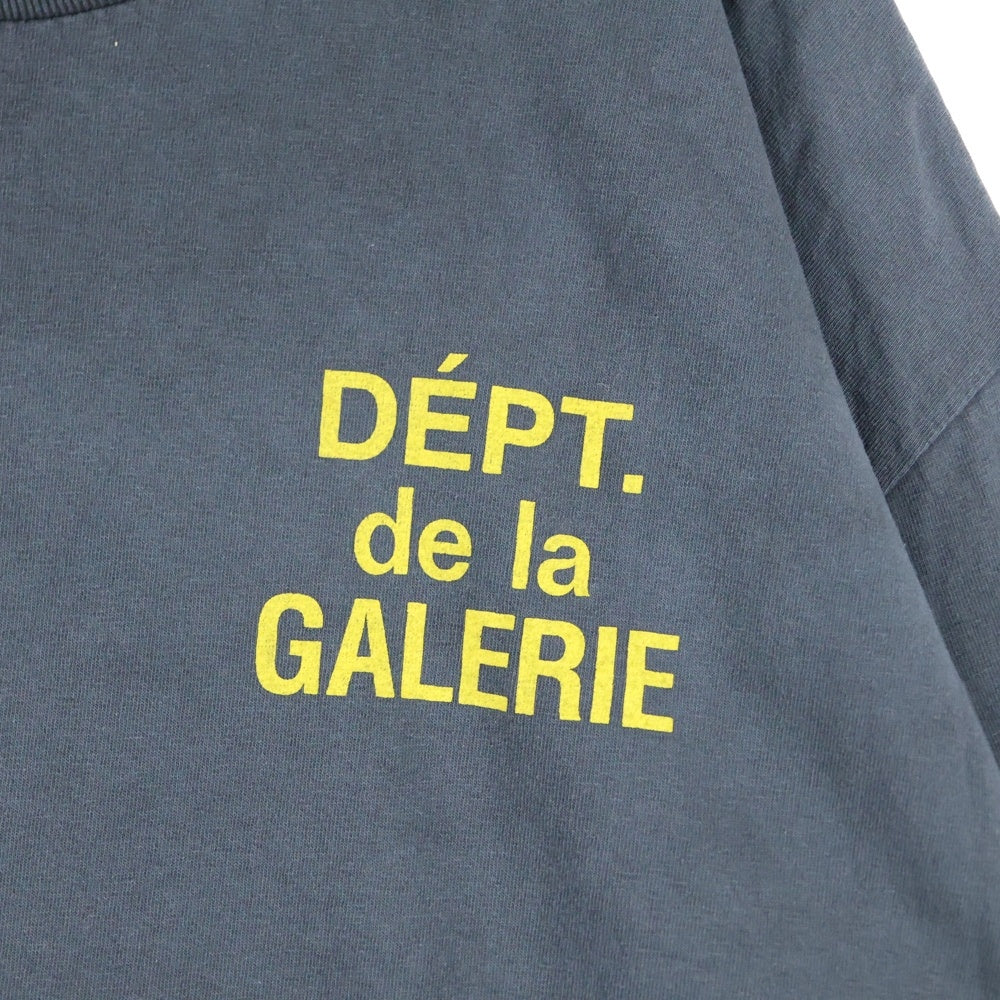 GALLERY DEPT.(ギャラリーデプト) 21SS ヴィンテージ加工 ロゴプリント半袖Tシャツ クルーネックカットソー ブラック/イエロー 21-071-597-0109-1-0