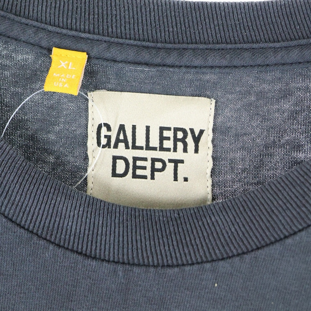 GALLERY DEPT.(ギャラリーデプト) 21SS ヴィンテージ加工 ロゴプリント半袖Tシャツ クルーネックカットソー ブラック/イエロー 21-071-597-0109-1-0