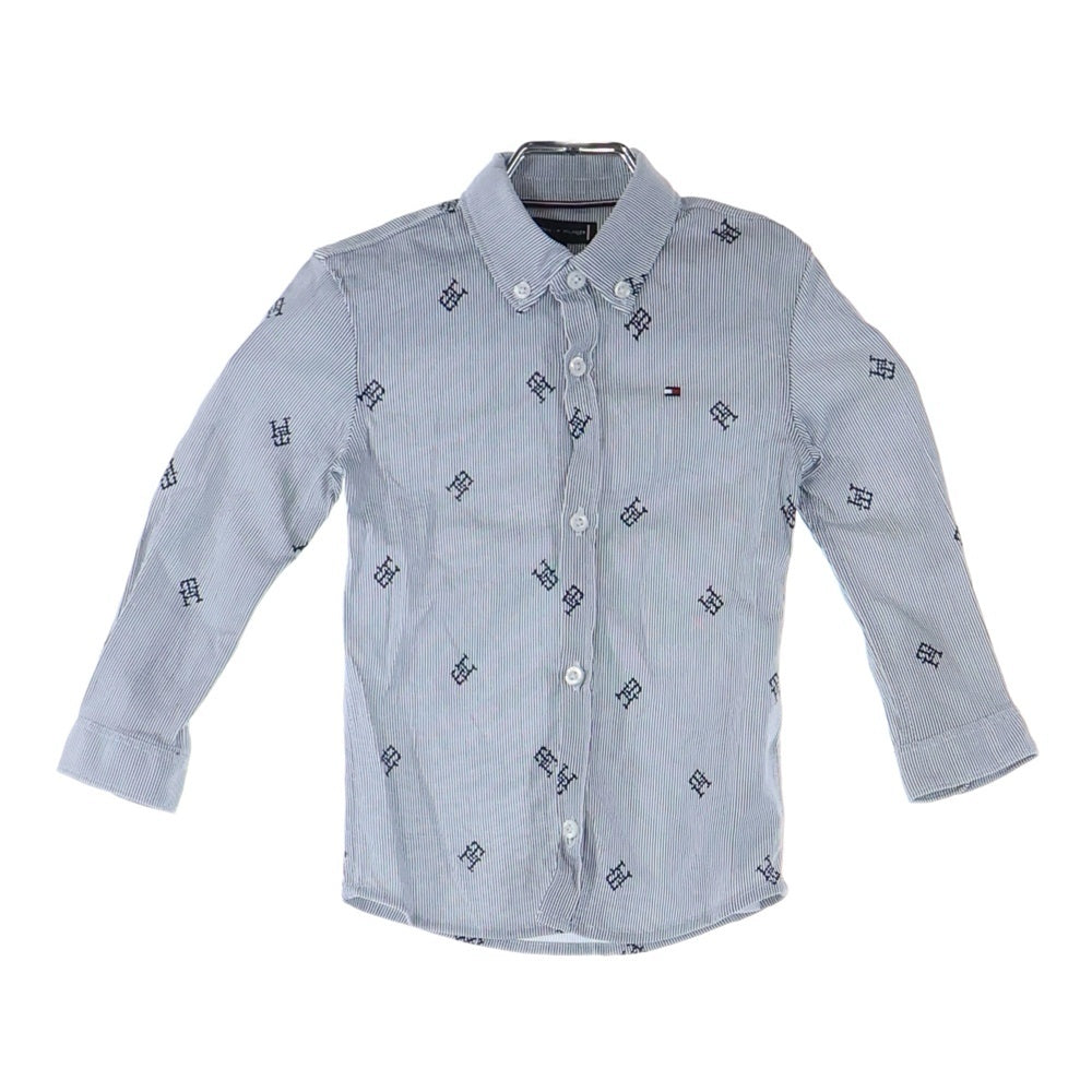 TOMMY HILFIGER(トミーヒルフィガー) Shirt ALLOVER MONOGRAM SHIRT モノグラム キッズ 長袖シャツ ホワイト/ネイビー KB0KB08522