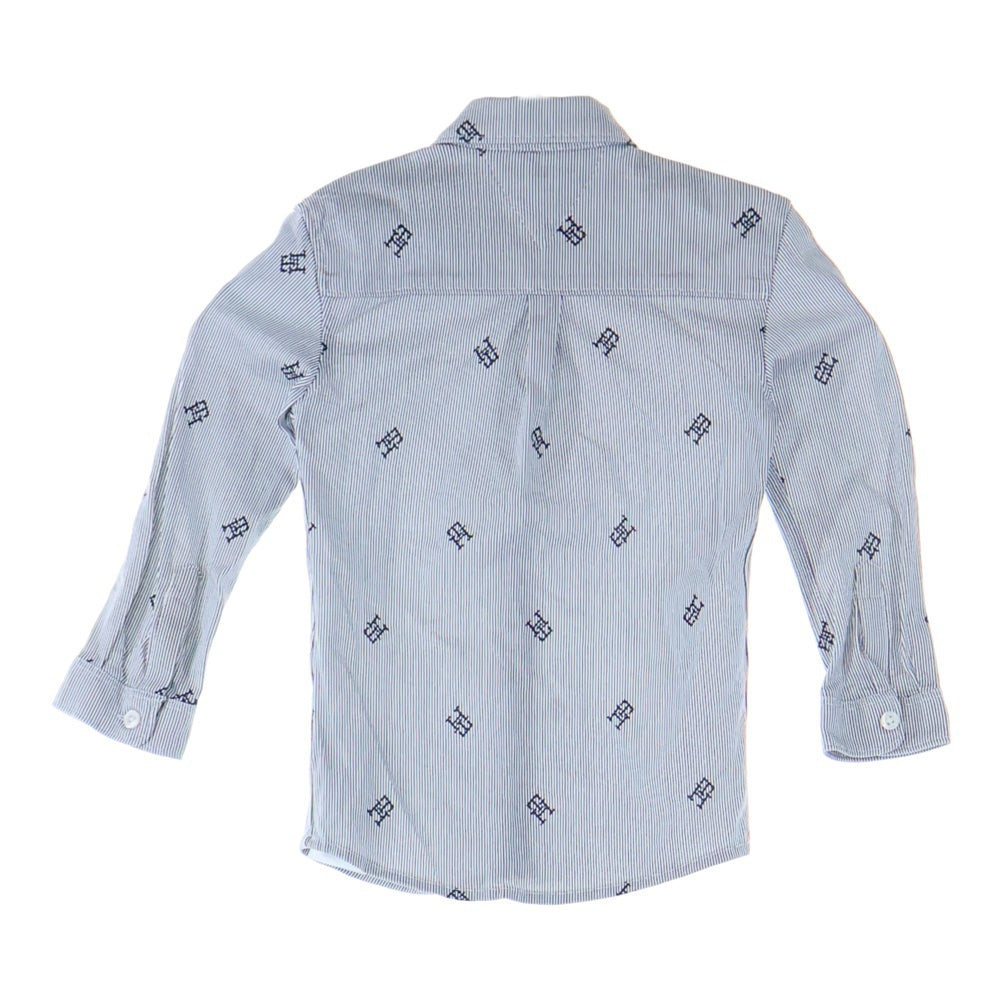 TOMMY HILFIGER(トミーヒルフィガー) Shirt ALLOVER MONOGRAM SHIRT モノグラム キッズ 長袖シャツ ホワイト/ネイビー KB0KB08522