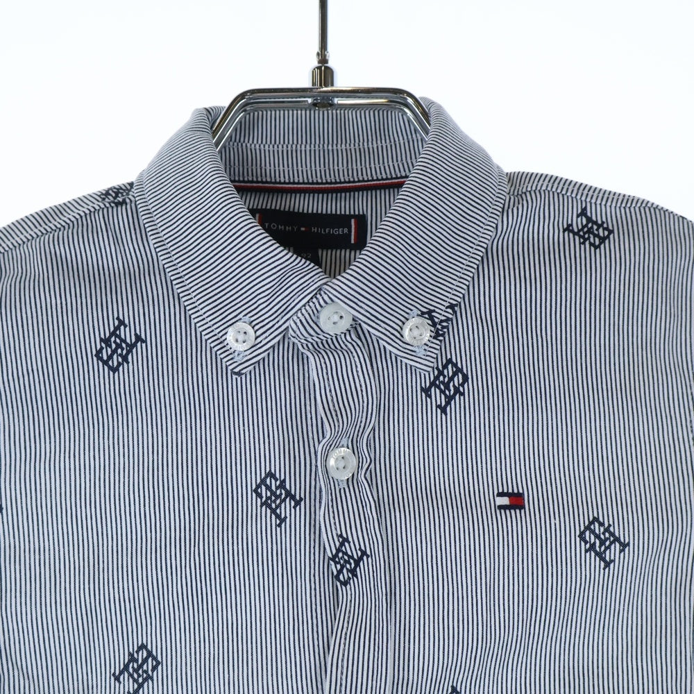 TOMMY HILFIGER(トミーヒルフィガー) Shirt ALLOVER MONOGRAM SHIRT モノグラム キッズ 長袖シャツ ホワイト/ネイビー KB0KB08522