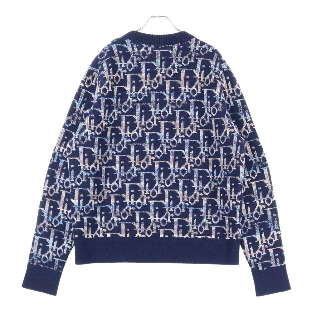 DIOR(ディオール) 21AW Oblique Wool Jacquard Sweater 193M638AT344 オブリークウールジャガードニット 長袖セーター ブルー
