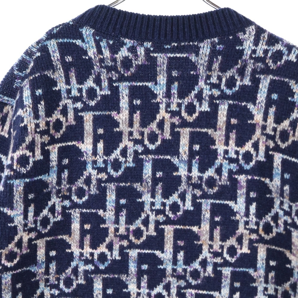 DIOR(ディオール) 21AW Oblique Wool Jacquard Sweater 193M638AT344 オブリークウールジャガードニット 長袖セーター ブルー