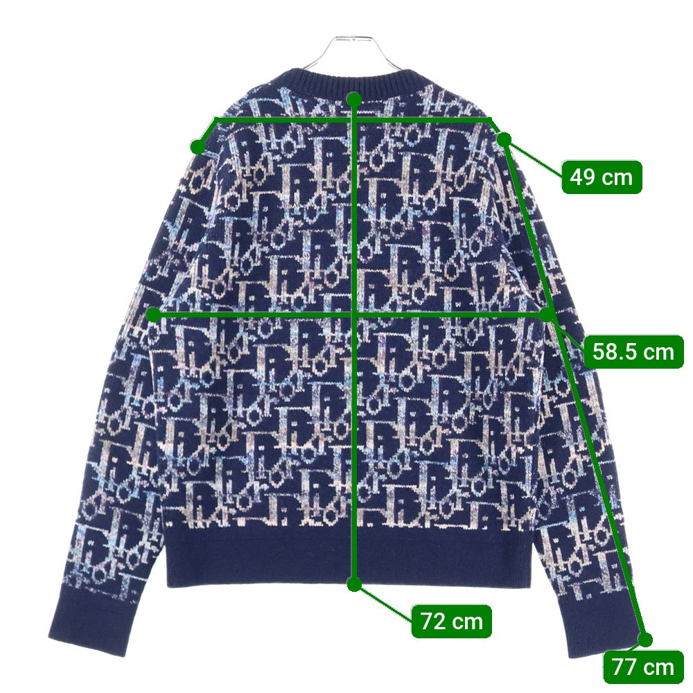 DIOR(ディオール) 21AW Oblique Wool Jacquard Sweater 193M638AT344 オブリークウールジャガードニット 長袖セーター ブルー