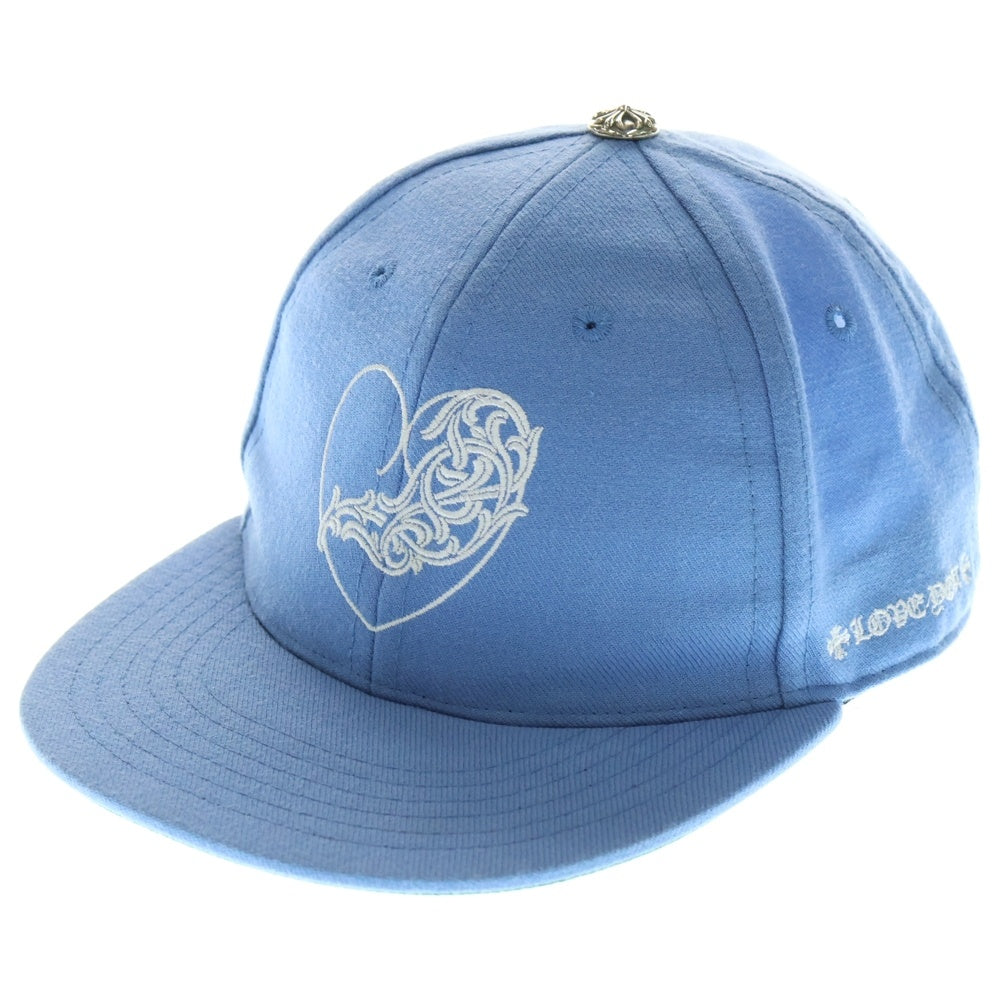CHROME HEARTS(クロムハーツ) FITTED WOOL ACRYLIC SERGE ハートロゴ刺繍ベースボールキャップ ブルー