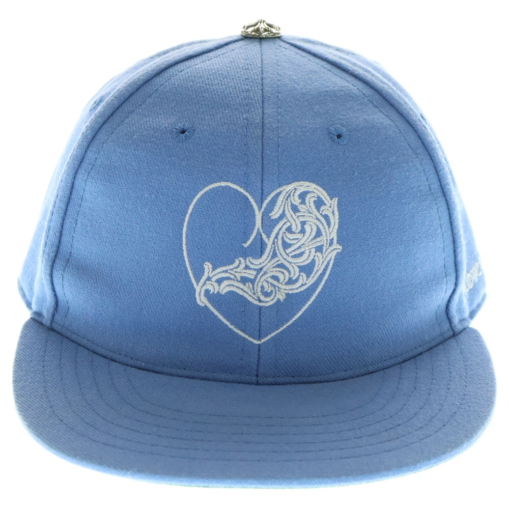 CHROME HEARTS(クロムハーツ) FITTED WOOL ACRYLIC SERGE ハートロゴ刺繍ベースボールキャップ ブルー