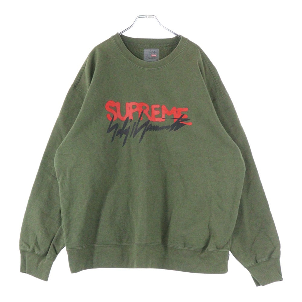 SUPREME(シュプリーム) 20AW ×Yohji Yamamoto ヨウジヤマモト フロントプリント クルーネック 長袖スウェット トレーナー グリーン