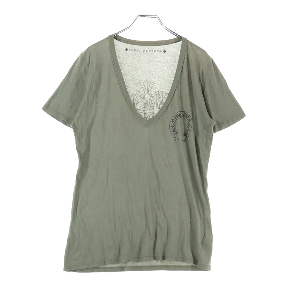 CHROME HEARTS(クロムハーツ) CEMETERY S/S TEE バックセメタリープリント Vネック 半袖Tシャツ カーキ