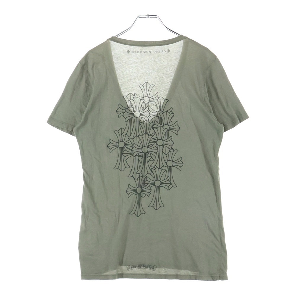 CHROME HEARTS(クロムハーツ) CEMETERY S/S TEE バックセメタリープリント Vネック 半袖Tシャツ カーキ