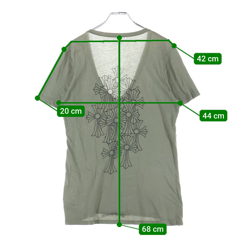 CHROME HEARTS(クロムハーツ) CEMETERY S/S TEE バックセメタリープリント Vネック 半袖Tシャツ カーキ
