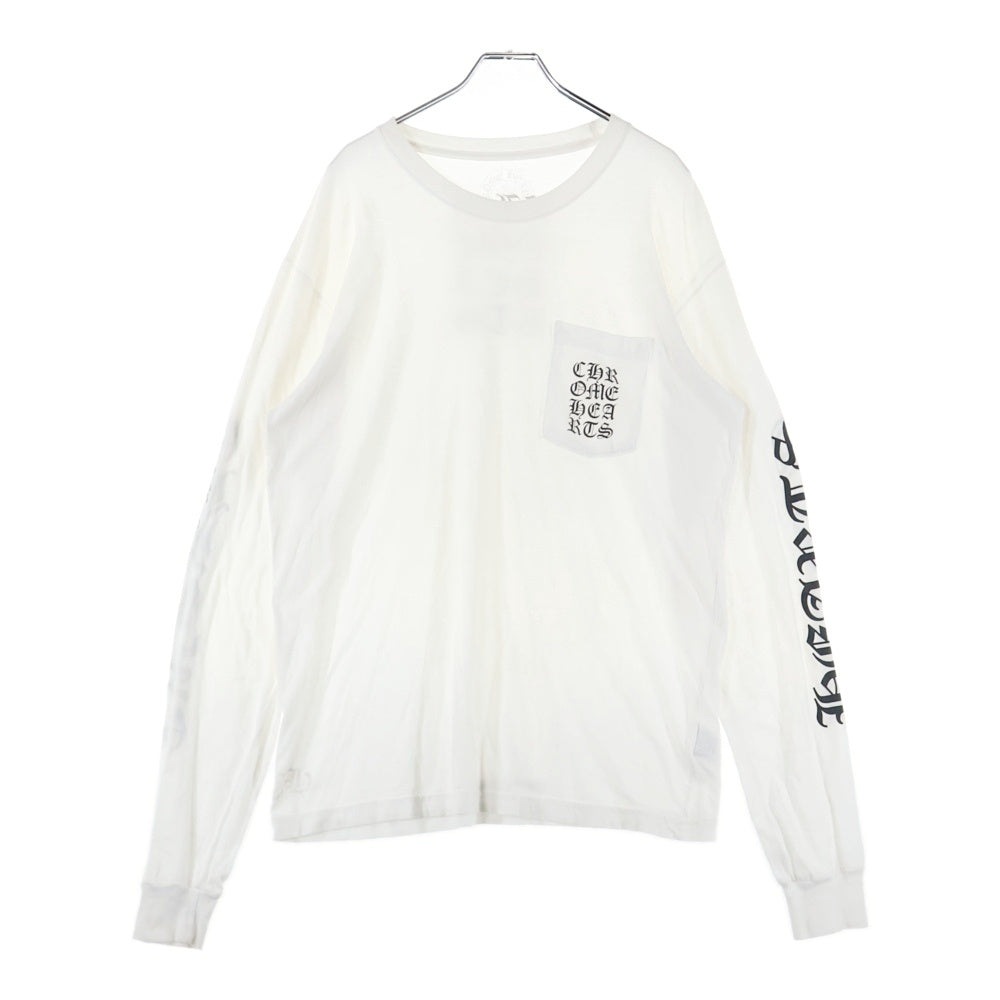 CHROME HEARTS(クロムハーツ) Vertical Logo Tee ヴァーティカルロゴプリント クルーネック 長袖Tシャツ ホワイト