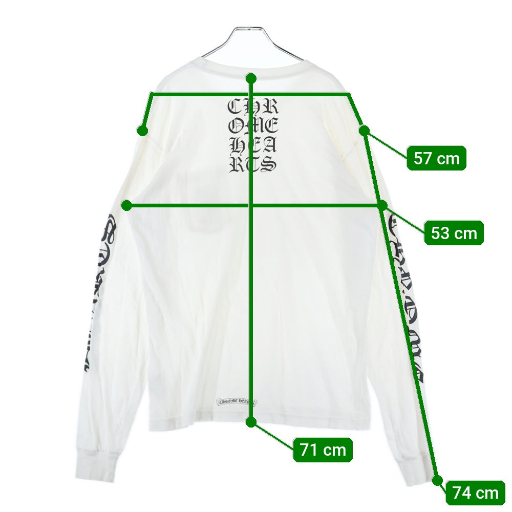 CHROME HEARTS(クロムハーツ) Vertical Logo Tee ヴァーティカルロゴプリント クルーネック 長袖Tシャツ ホワイト