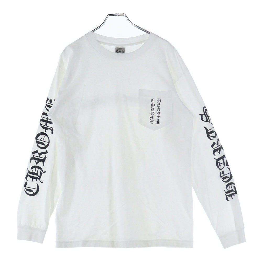 CHROME HEARTS(クロムハーツ) OLD バックスクロールラベルプリント クルーネック 長袖Tシャツ ホワイト