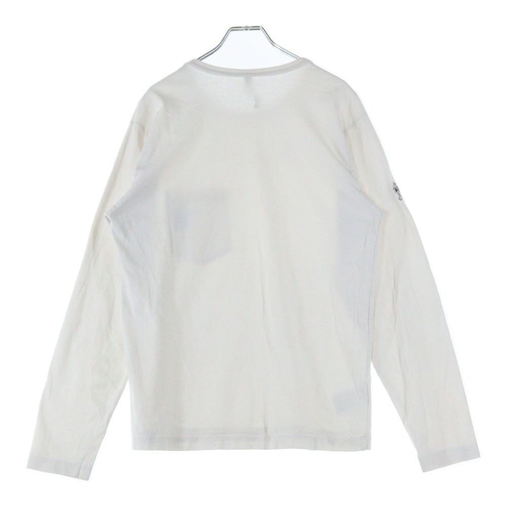 CHROME HEARTS(クロムハーツ) YNOT L/S TEE フロントロゴ刺繍 袖CHクロス刺繍 クルーネック 長袖Tシャツ ホワイト