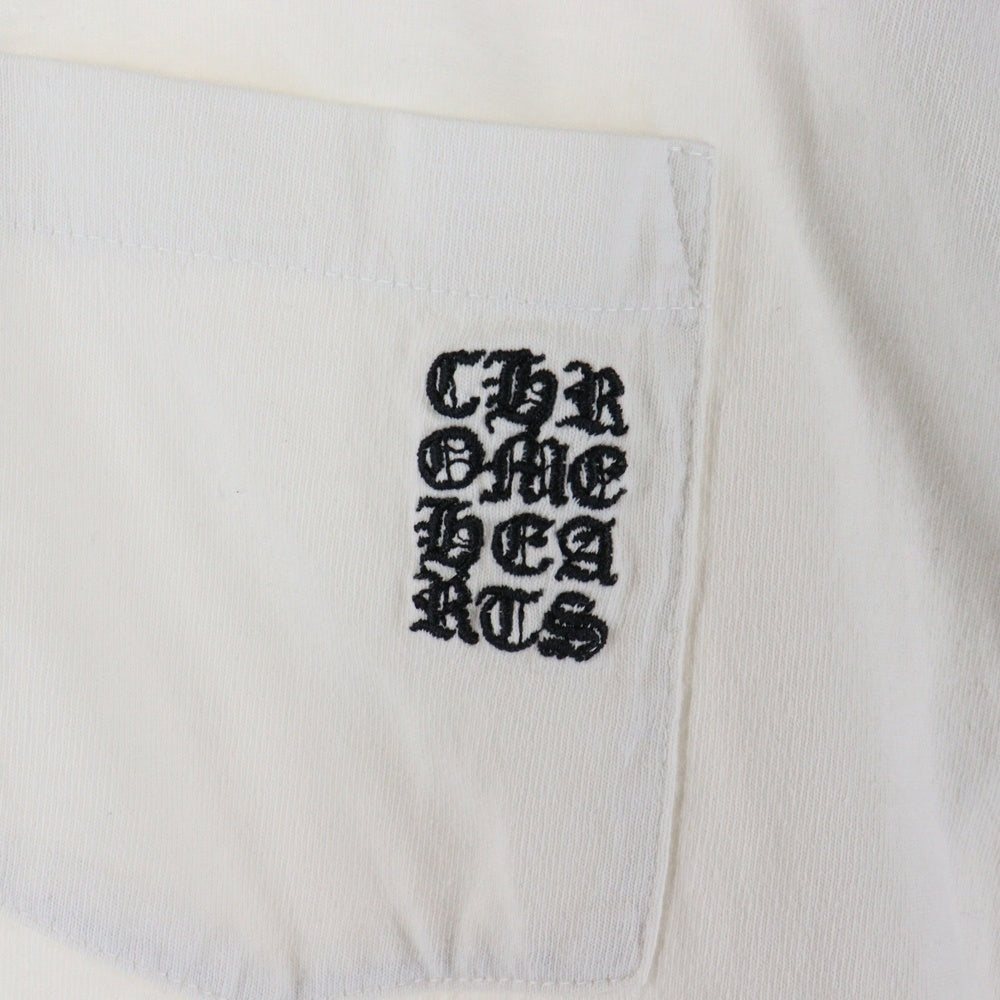 CHROME HEARTS(クロムハーツ) YNOT L/S TEE フロントロゴ刺繍 袖CHクロス刺繍 クルーネック 長袖Tシャツ ホワイト