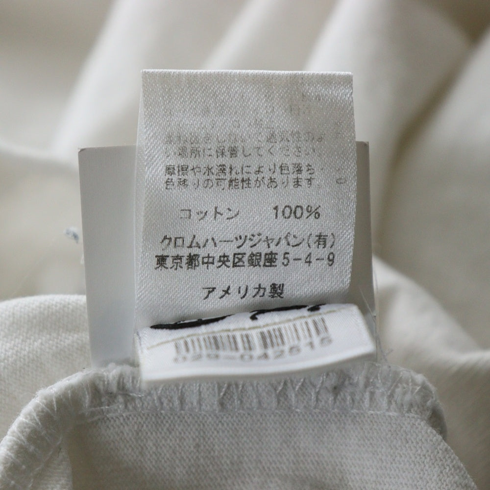 CHROME HEARTS(クロムハーツ) YNOT L/S TEE フロントロゴ刺繍 袖CHクロス刺繍 クルーネック 長袖Tシャツ ホワイト