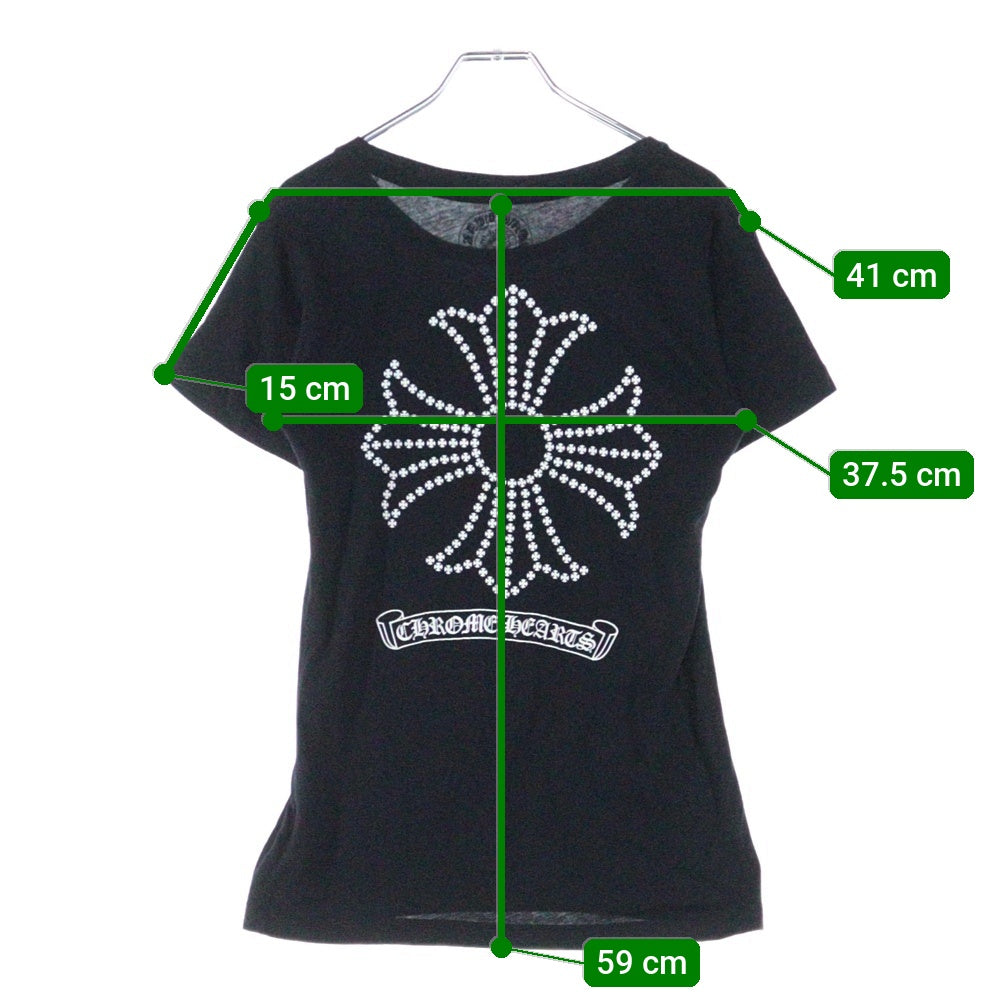 CHROME HEARTS(クロムハーツ) CH PLUS バックCHプラスプリント クルーネック 半袖Tシャツ ブラック レディース